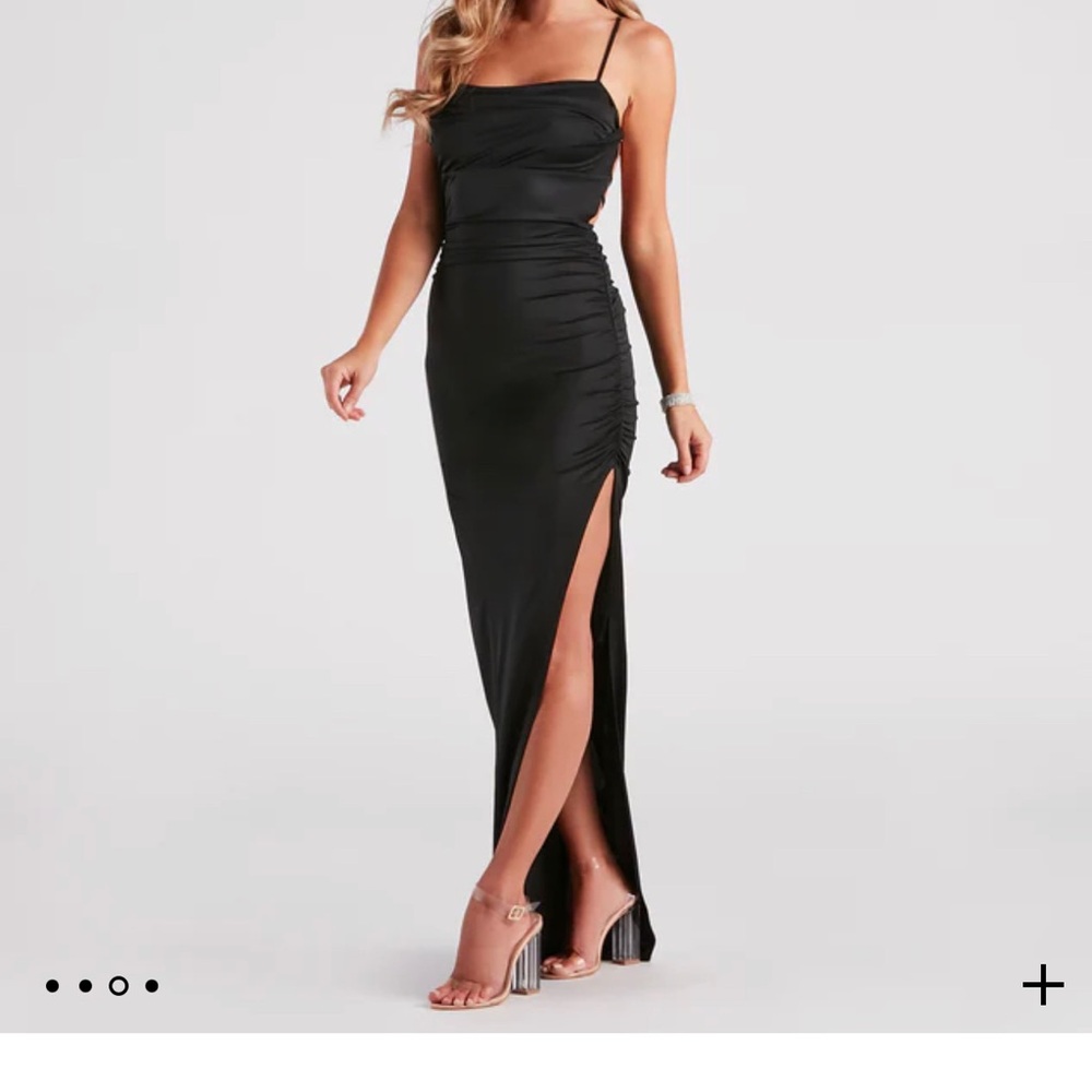 Liliana ruched knit formal dress black